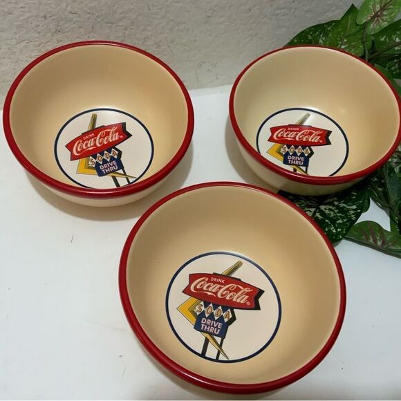 3 Coca Cola Drive Thru soup cereal 6” bowls  A12 - Picture 1 of 7